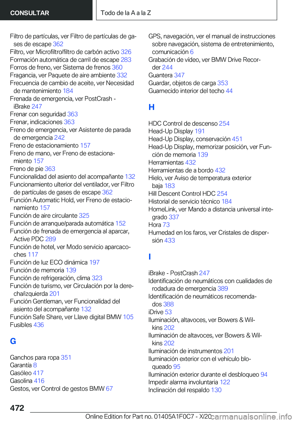 BMW X6 2021  Manuales de Empleo (in Spanish) �F�i�l�t�r�o��d�e��p�a�r�t�