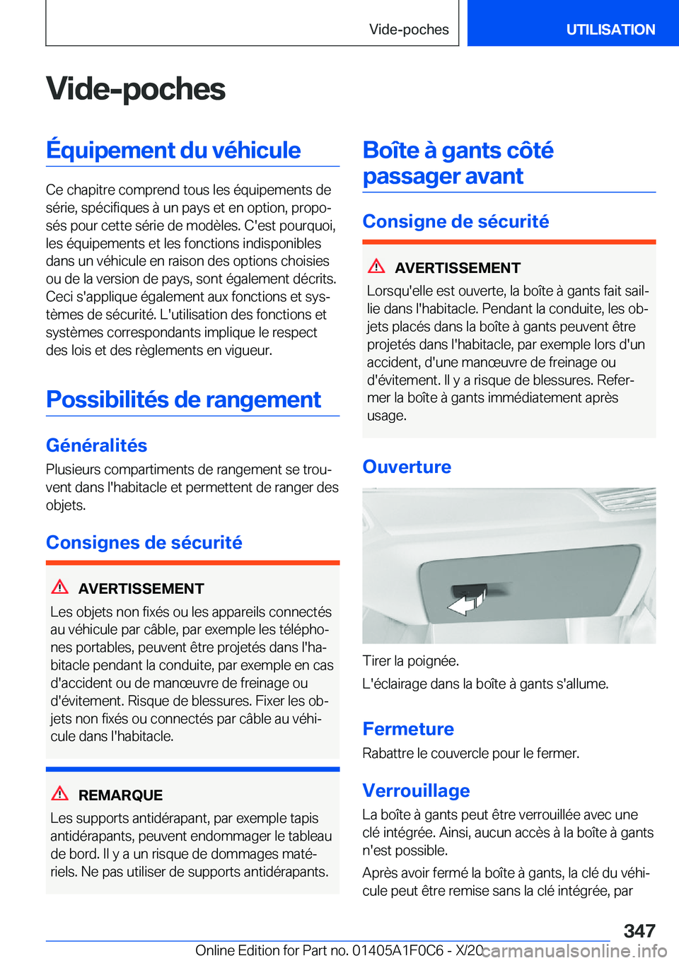 BMW X6 2021  Notices Demploi (in French) �V�i�d�e�-�p�o�c�h�e�s�