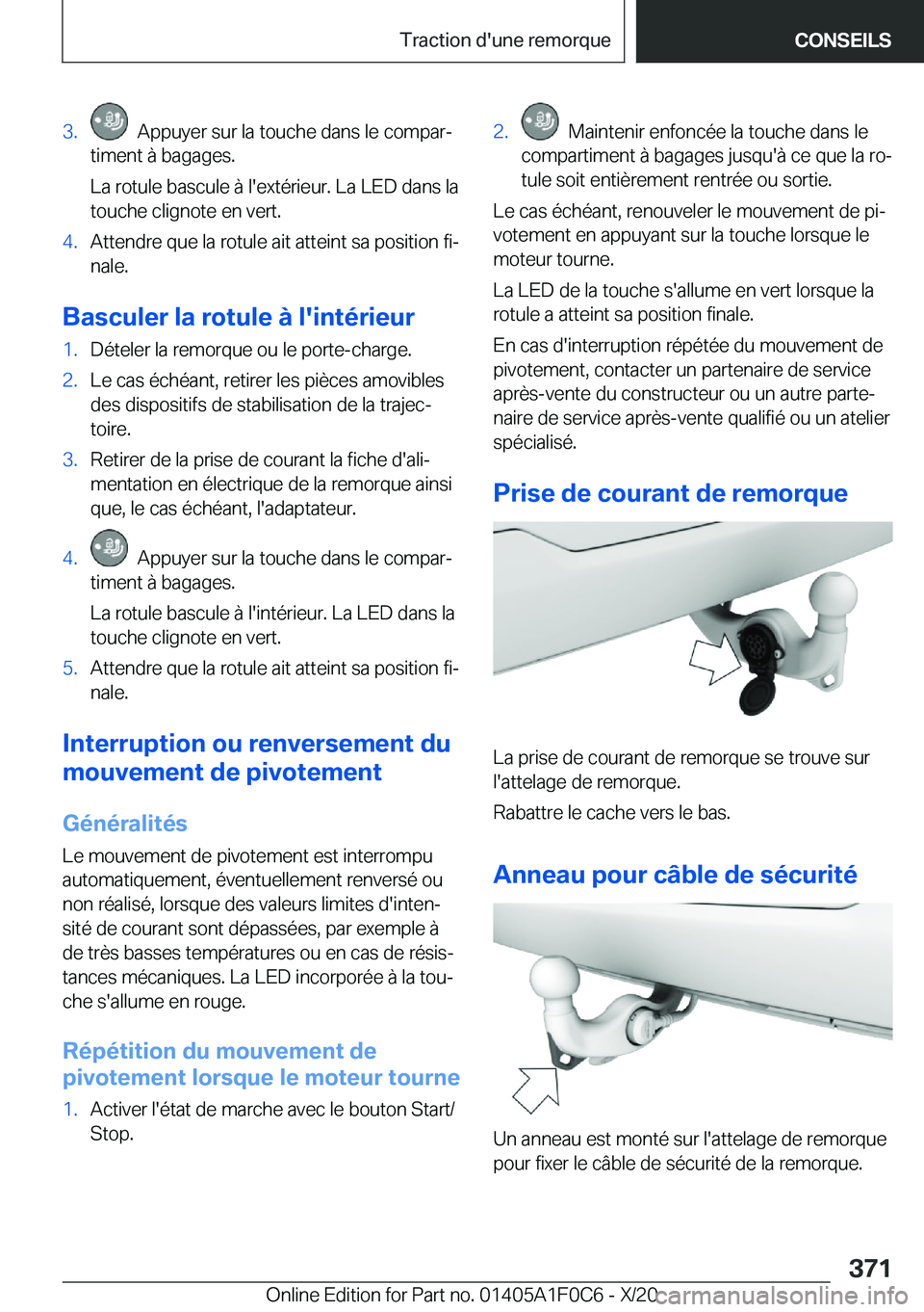 BMW X6 2021  Notices Demploi (in French) �3�.���A�p�p�u�y�e�r��s�u�r��l�a��t�o�u�c�h�e��d�a�n�s��l�e��c�o�m�p�a�rj
�t�i�m�e�n�t��