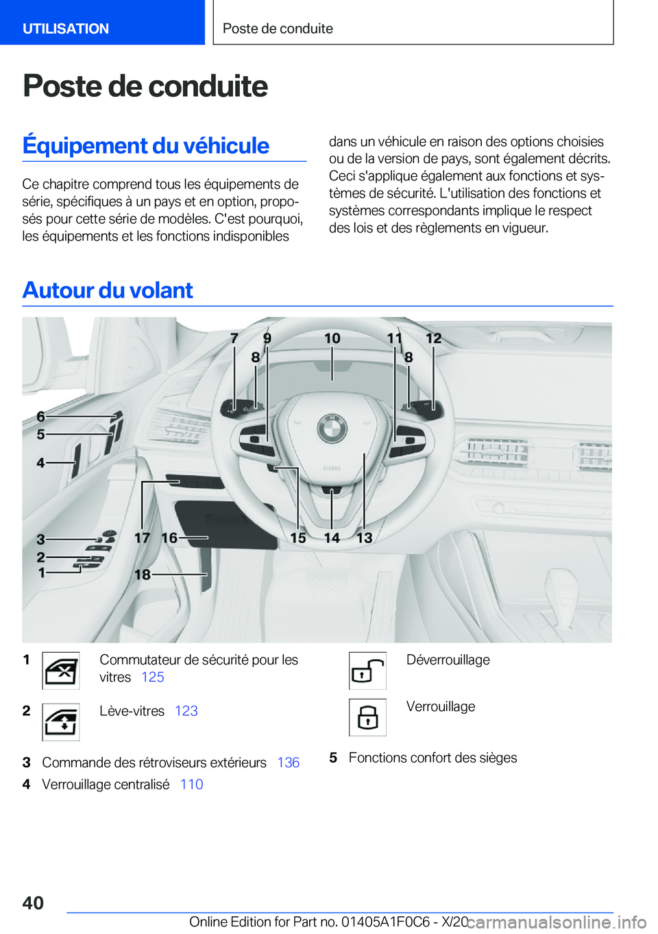 BMW X6 2021  Notices Demploi (in French) �P�o�s�t�e��d�e��c�o�n�d�u�i�t�e�