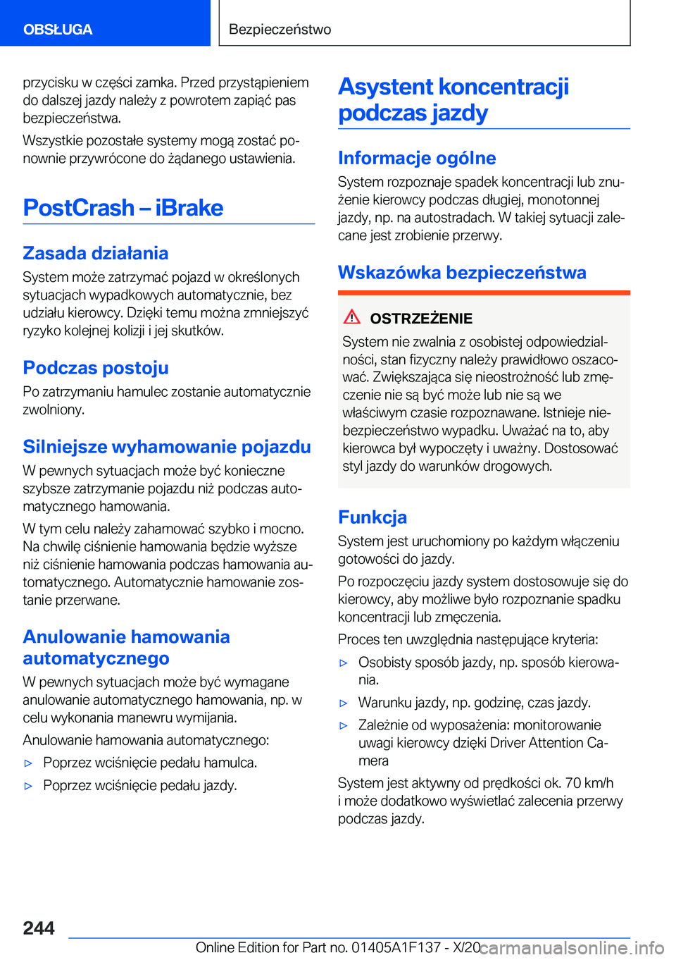 BMW X6 2021  Instrukcja obsługi (in Polish) �p�r�z�y�c�i�s�k�u��w��c�z�