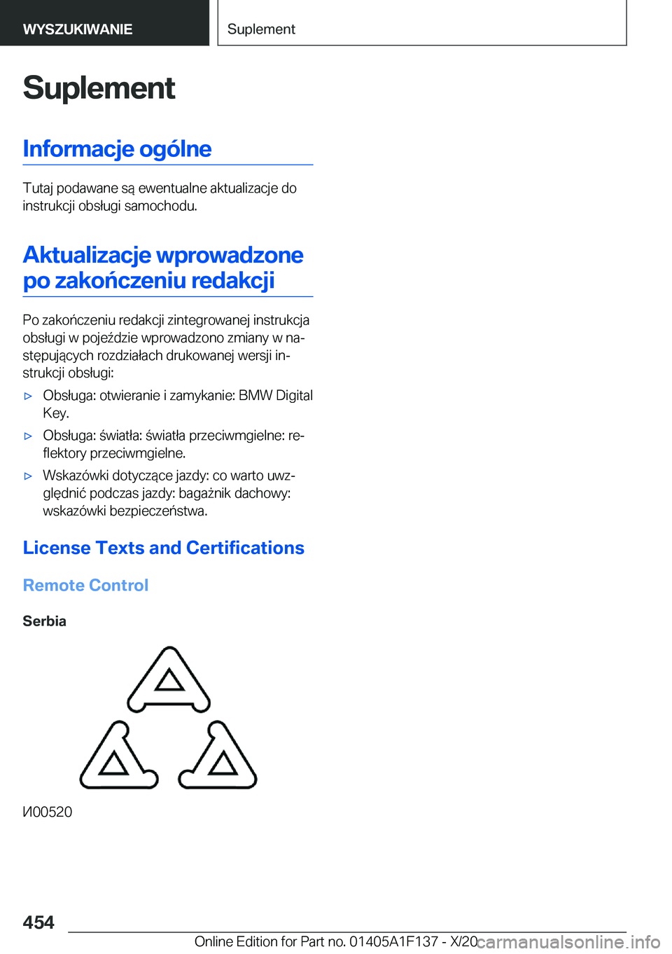 BMW X6 2021  Instrukcja obsługi (in Polish) �S�u�p�l�e�m�e�n�t�I�n�f�o�r�m�a�c�j�e��o�g�