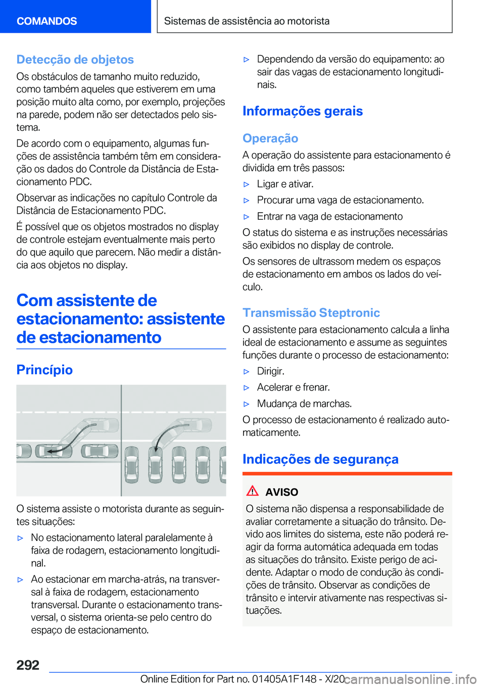 BMW X6 2021  Manual do condutor (in Portuguese) �D�e�t�e�c�