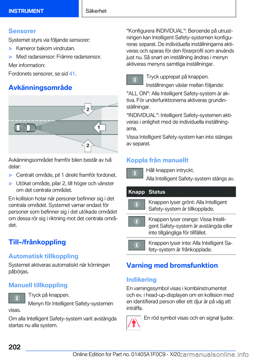 BMW X6 2021  InstruktionsbÖcker (in Swedish) �S�e�n�s�o�r�e�r�S�y�s�t�e�m�e�t��s�t�y�r�s��v�i�a��f�