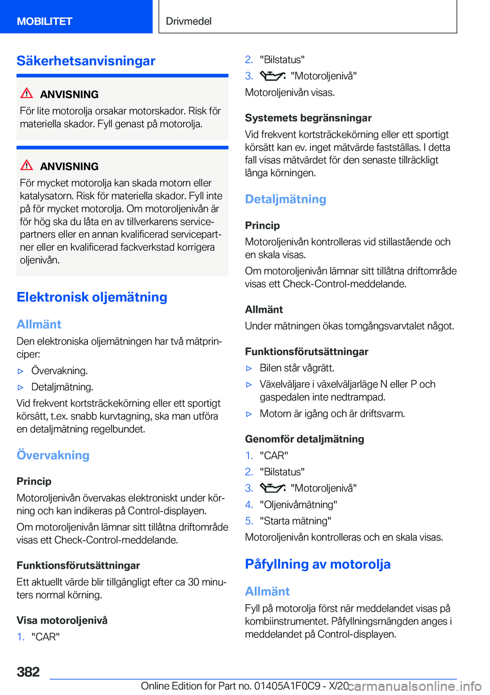 BMW X6 2021  InstruktionsbÖcker (in Swedish) �S�ä�k�e�r�h�e�t�s�a�n�v�i�s�n�i�n�g�a�r
�A�N�V�I�S�N�I�N�G
�F�