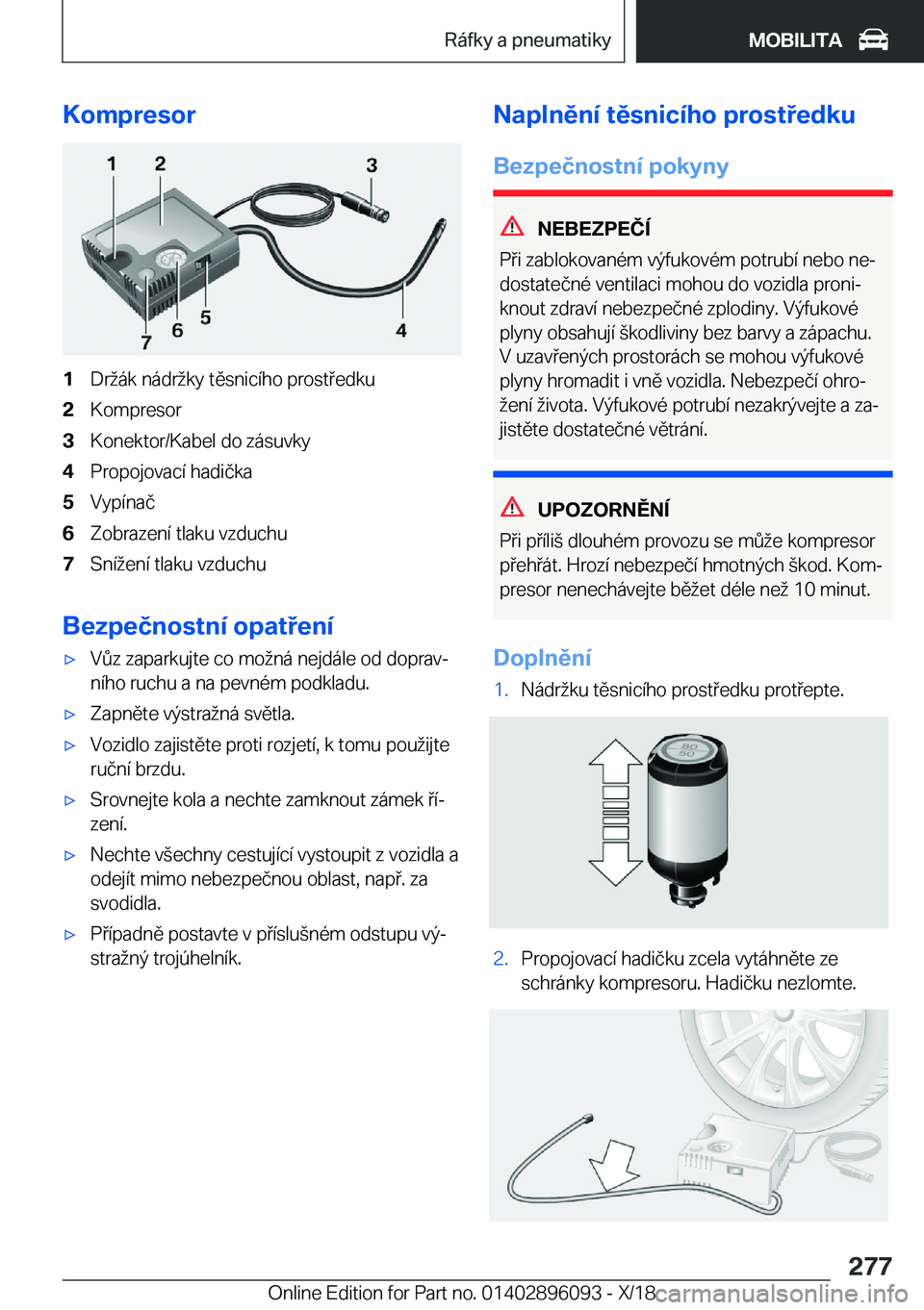 BMW X6 2019  Návod na použití (in Czech) �K�o�m�p�r�e�s�o�r�1�D�r;�