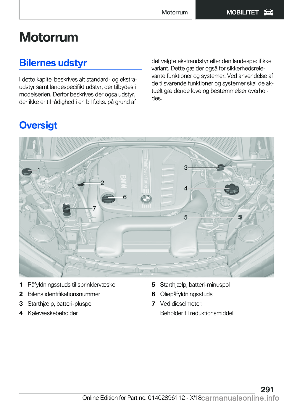 BMW X6 2019  InstruktionsbØger (in Danish) �M�o�t�o�r�r�u�m�B�i�l�e�r�n�e�s��u�d�s�t�y�r
�I��d�e�t�t�e��k�a�p�i�t�e�l��b�e�s�k�r�i�v�e�s��a�l�t��s�t�a�n�d�a�r�d�-��o�g��e�k�s�t�r�aj
�u�d�s�t�y�r��s�a�m�t��l�a�n�d�e�s�p�e�c�i�f�i�k�t