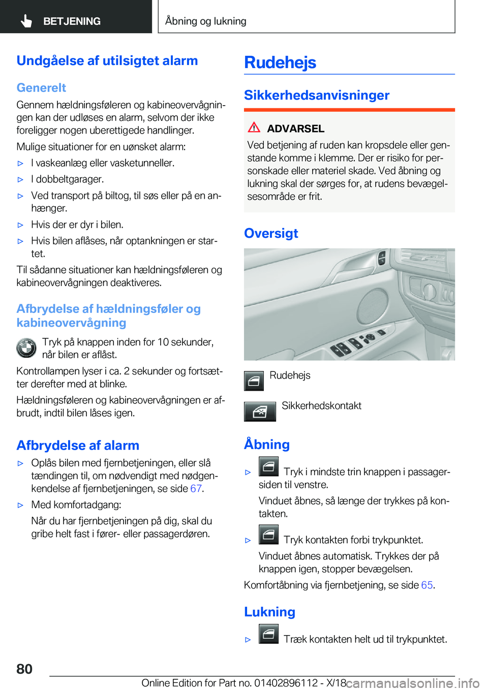 BMW X6 2019  InstruktionsbØger (in Danish) �U�n�d�g�å�e�l�s�e��a�f��u�t�i�l�s�i�g�t�e�t��a�l�a�r�m�G�e�n�e�r�e�l�t
�G�e�n�n�e�m��h�æ�l�d�n�i�n�g�s�f�