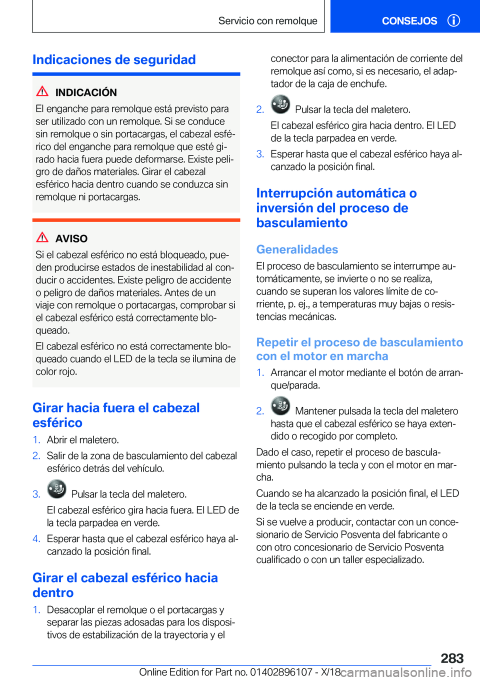 BMW X6 2019  Manuales de Empleo (in Spanish) �I�n�d�i�c�a�c�i�o�n�e�s��d�e��s�e�g�u�r�i�d�a�d
�I�N�D�I�C�A�C�I�