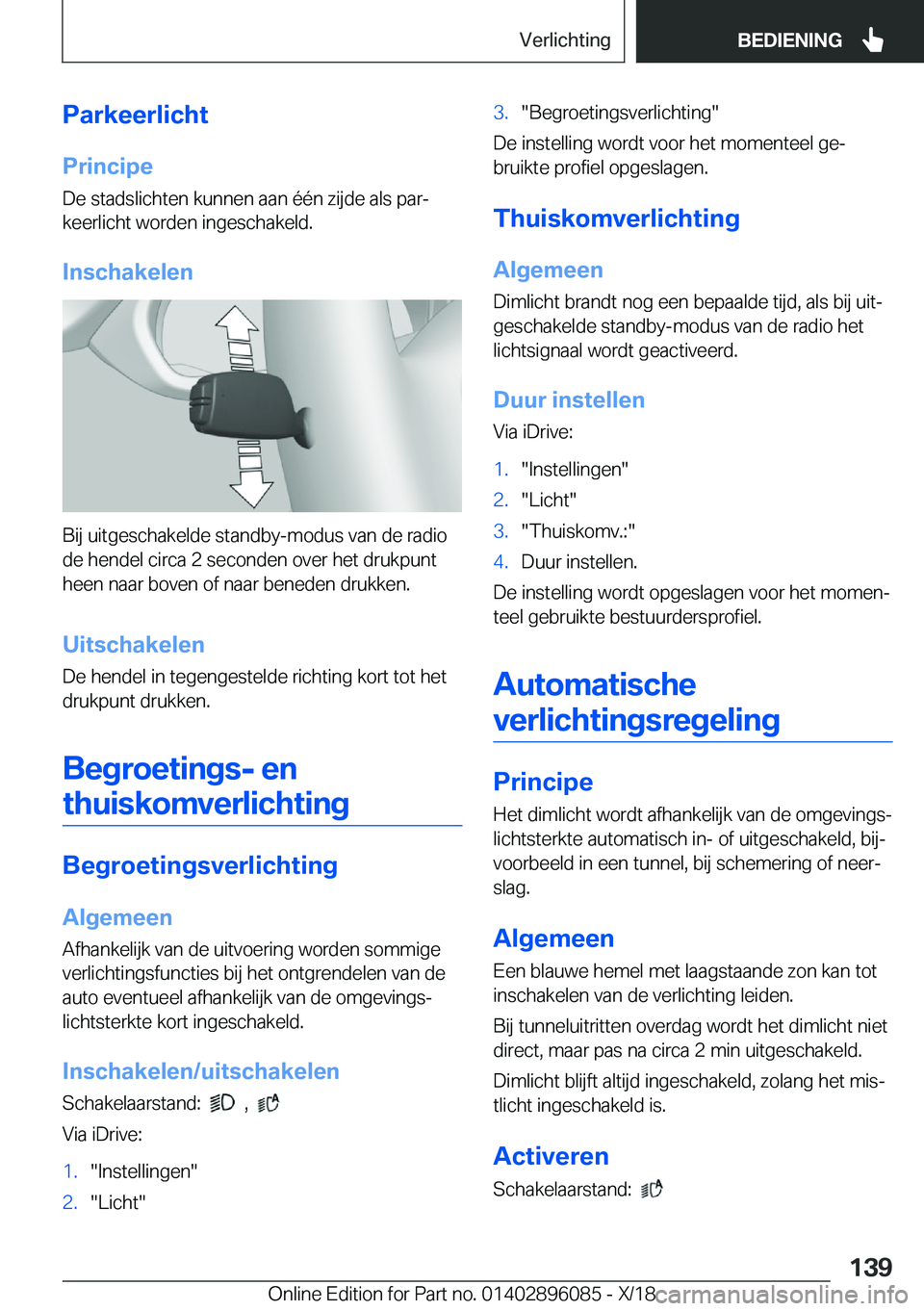 BMW X6 2019  Instructieboekjes (in Dutch) �P�a�r�k�e�e�r�l�i�c�h�t
�P�r�i�n�c�i�p�e �D�e��s�t�a�d�s�l�i�c�h�t�e�n��k�u�n�n�e�n��a�a�n��
