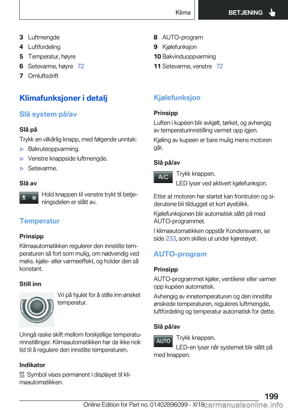 BMW X6 2019  InstruksjonsbØker (in Norwegian) �3�L�u�f�t�m�e�n�g�d�e�4�L�u�f�t�f�o�r�d�e�l�i�n�g�5�T�e�m�p�e�r�a�t�u�r�,��h�