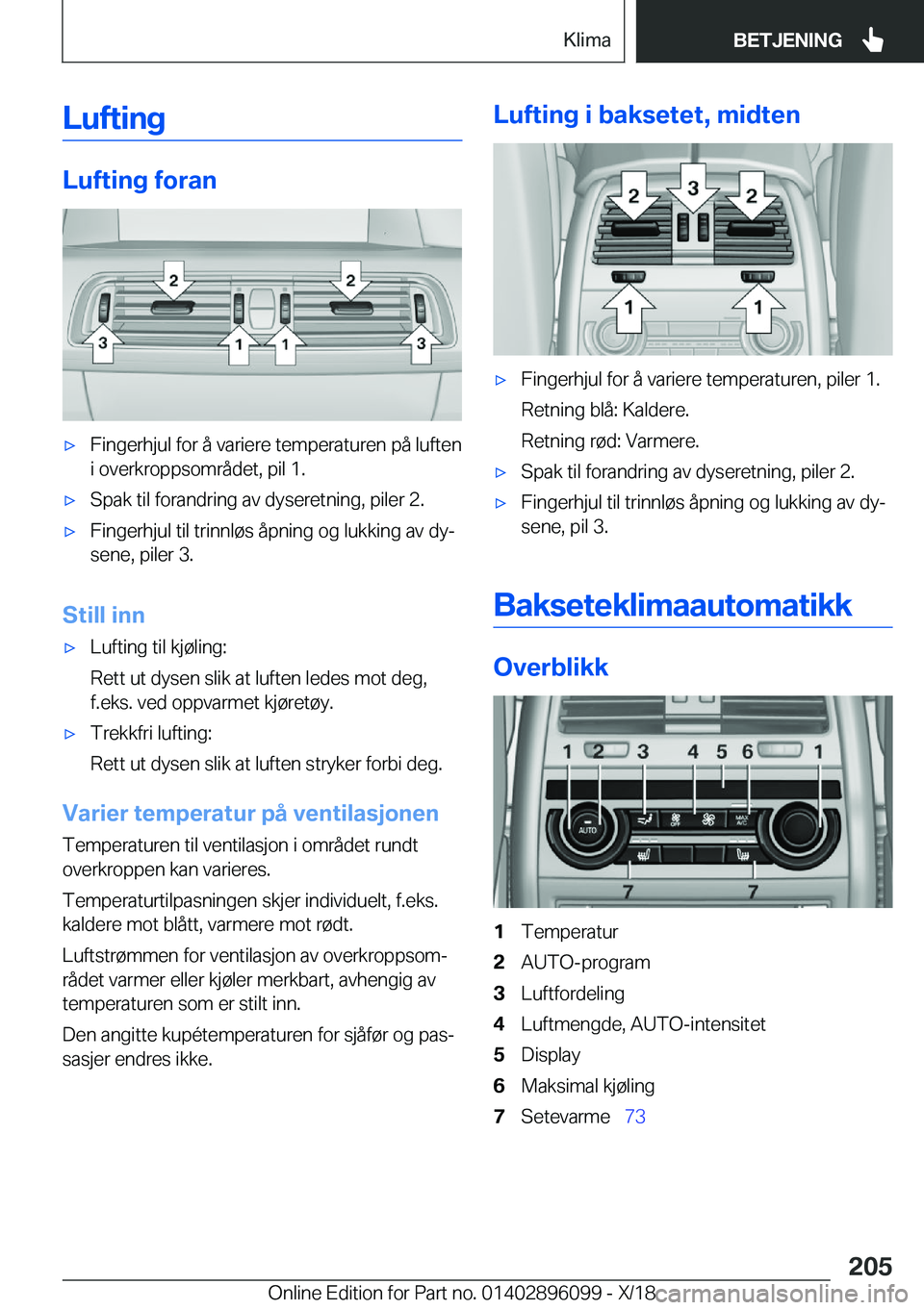 BMW X6 2019  InstruksjonsbØker (in Norwegian) �L�u�f�t�i�n�g
�L�u�f�t�i�n�g��f�o�r�a�n
x�F�i�n�g�e�r�h�j�u�l��f�o�r��å��v�a�r�i�e�r�e��t�e�m�p�e�r�a�t�u�r�e�n��p�å��l�u�f�t�e�n
�i��o�v�e�r�k�r�o�p�p�s�o�m�r�å�d�e�t�,��p�i�l��1�.x�S