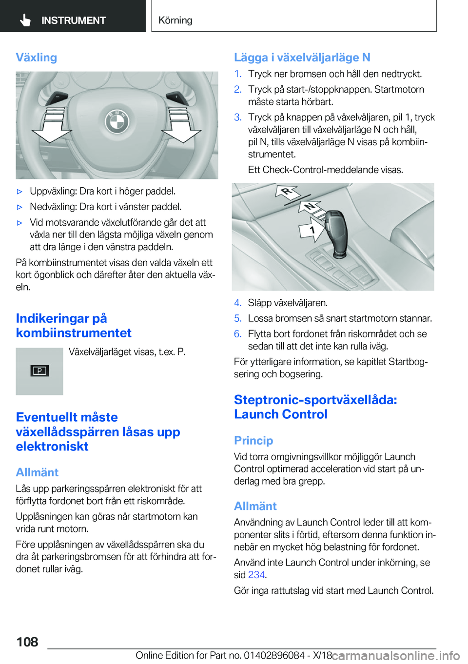 BMW X6 2019  InstruktionsbÖcker (in Swedish) �V�ä�x�l�i�n�gx�U�p�p�v�ä�x�l�i�n�g�:��D�r�a��k�o�r�t��i��h�