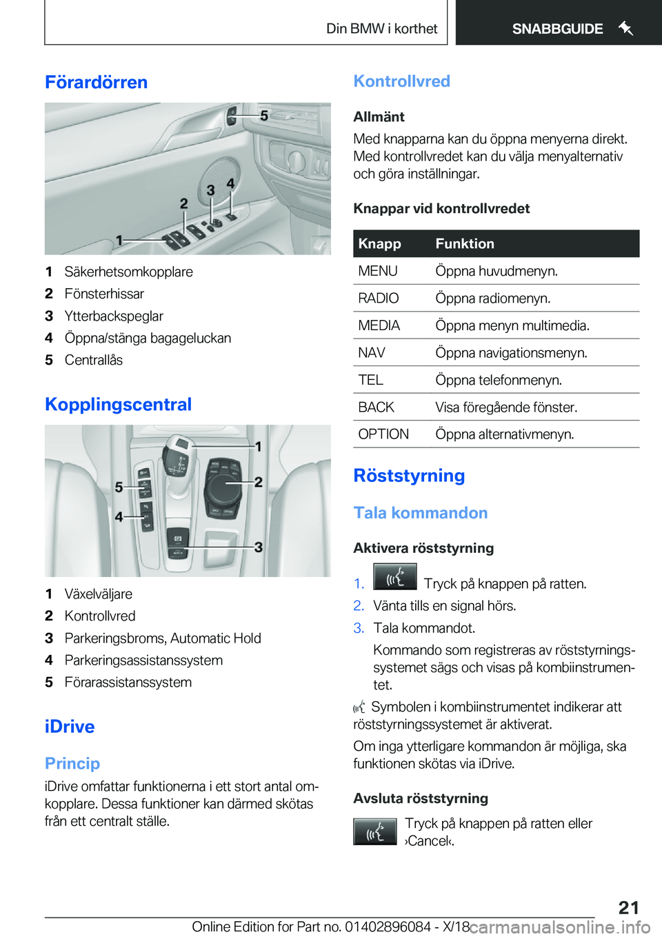 BMW X6 2019  InstruktionsbÖcker (in Swedish) �F�