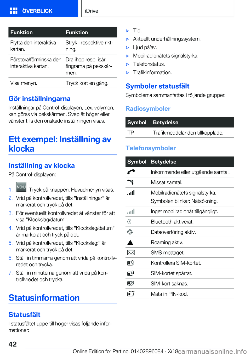 BMW X6 2019  InstruktionsbÖcker (in Swedish) �F�u�n�k�t�i�o�n�F�u�n�k�t�i�o�n�F�l�y�t�t�a��d�e�n��i�n�t�e�r�a�k�t�i�v�a
�k�a�r�t�a�n�.�S�t�r�y�k��i��r�e�s�p�e�k�t�i�v�e��r�i�k�tj
�n�i�n�g�.�F�