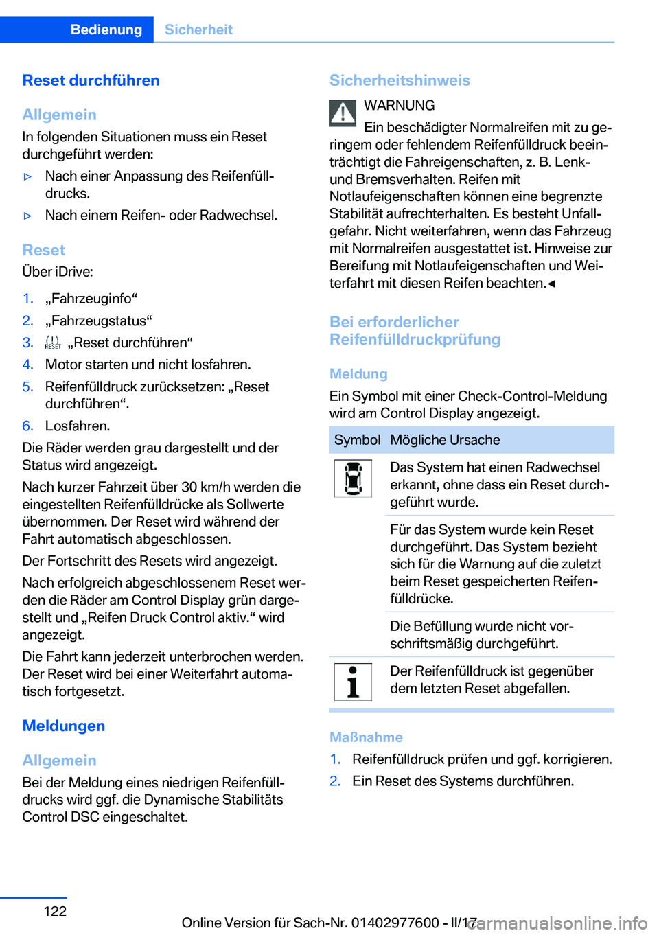 BMW X6 2017  Betriebsanleitungen (in German) �R�e�s�e�t��d�u�r�c�h�f�