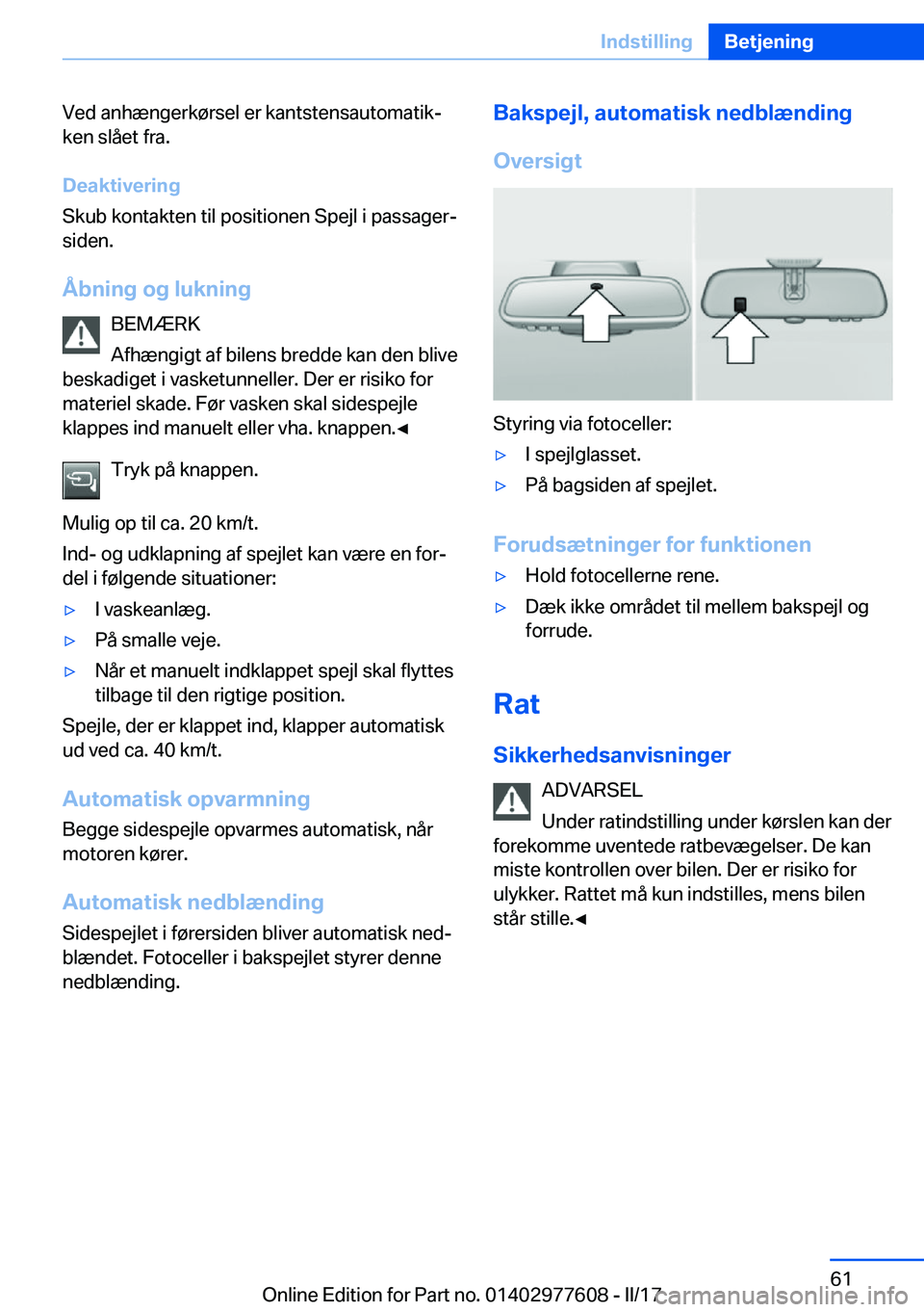 BMW X6 2017  InstruktionsbØger (in Danish) �V�e�d� �a�n�h�æ�n�g�e�r�k�