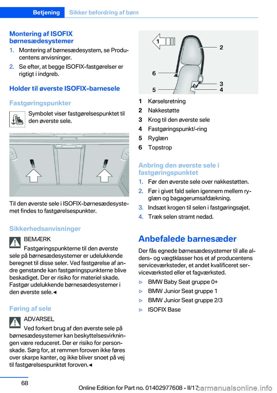 BMW X6 2017  InstruktionsbØger (in Danish) �M�o�n�t�e�r�i�n�g��a�f��I�S�O�F�I�X
�b�