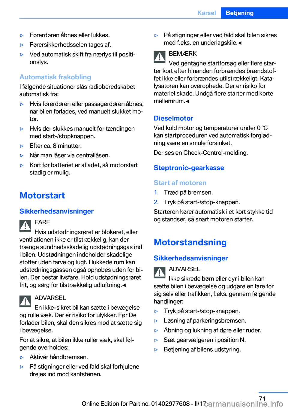BMW X6 2017  InstruktionsbØger (in Danish) 'y�F�