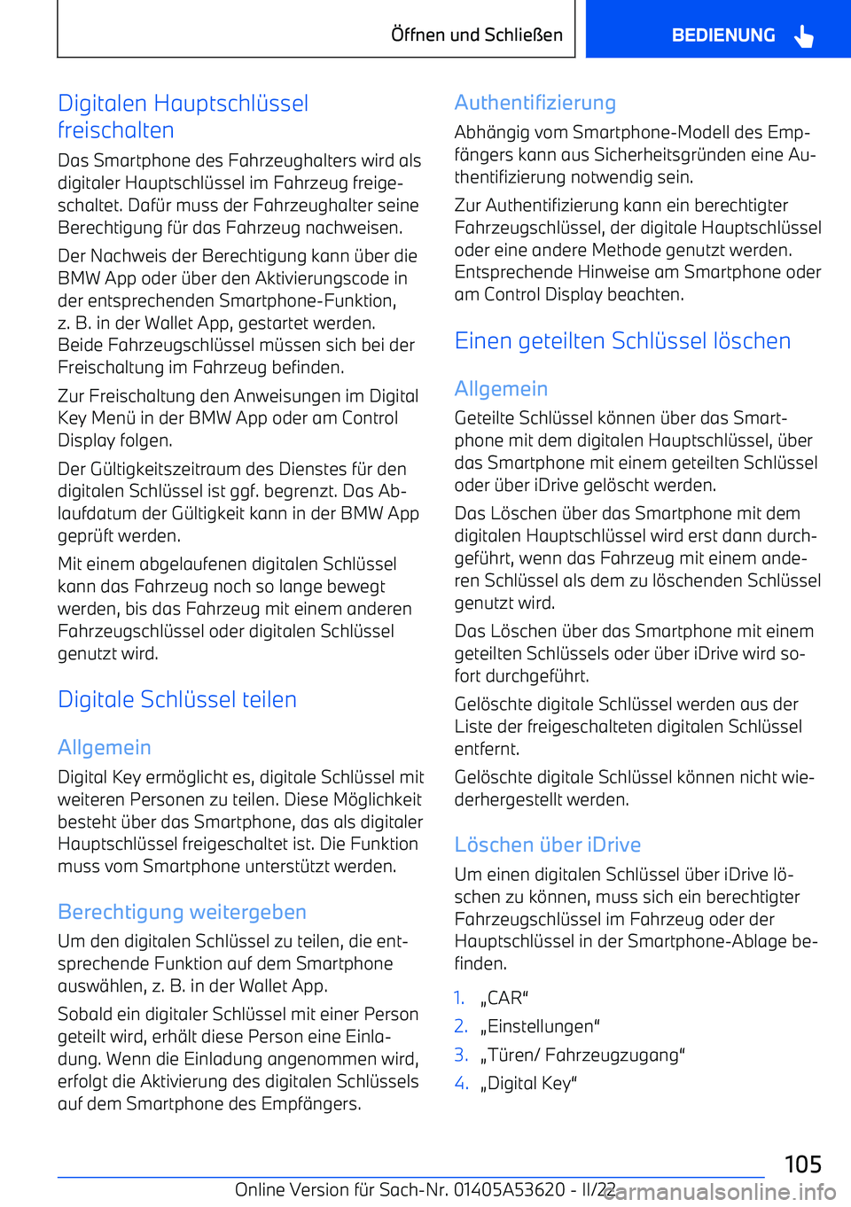 BMW X6 M 2022  Betriebsanleitungen (in German) Digitalen Hauptschl