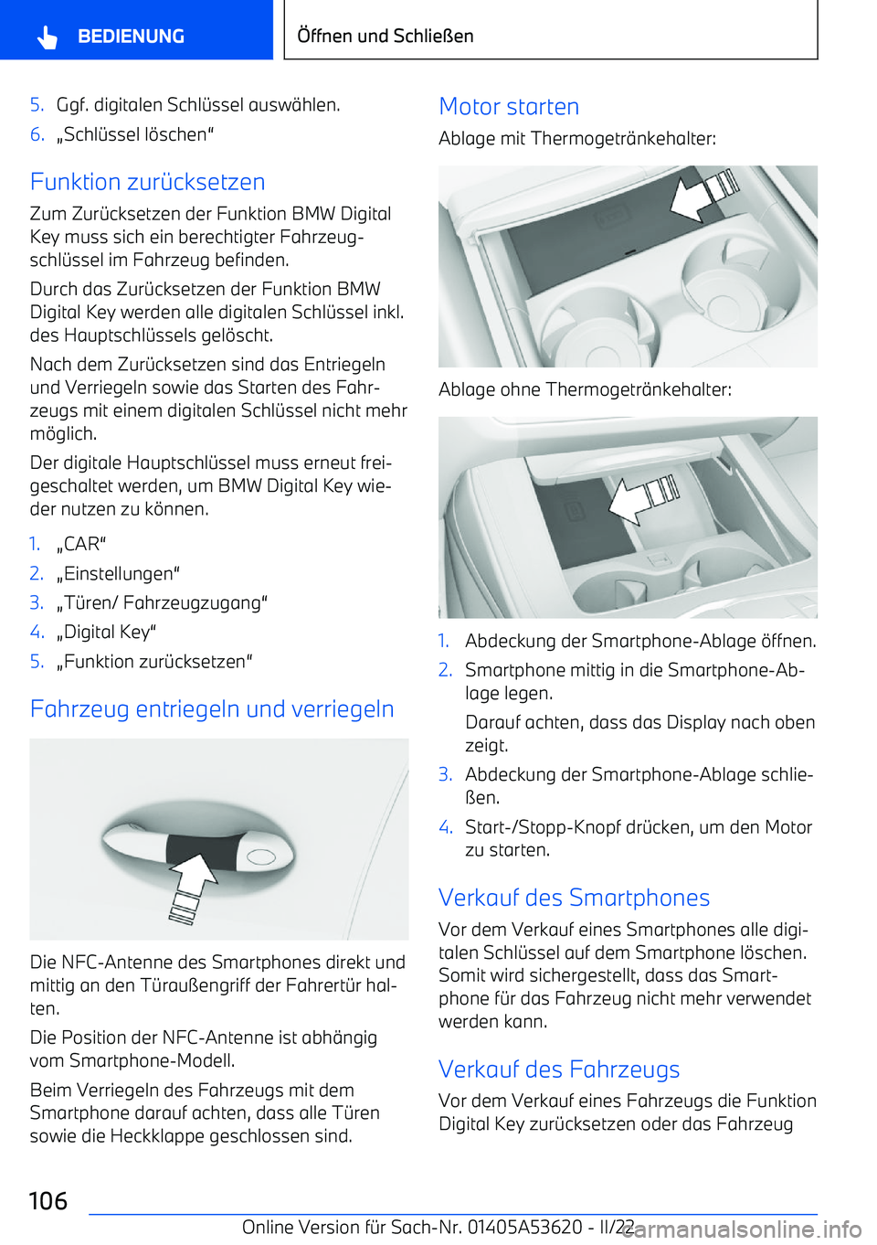 BMW X6 M 2022  Betriebsanleitungen (in German) 5.Ggf. digitalen Schl