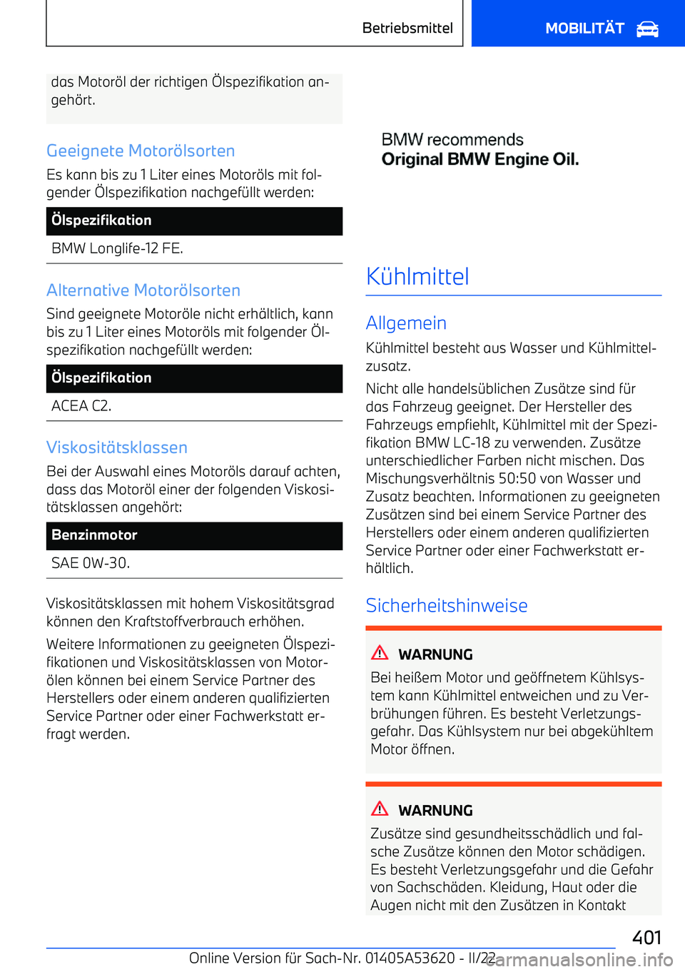 BMW X6 M 2022  Betriebsanleitungen (in German) das Motor