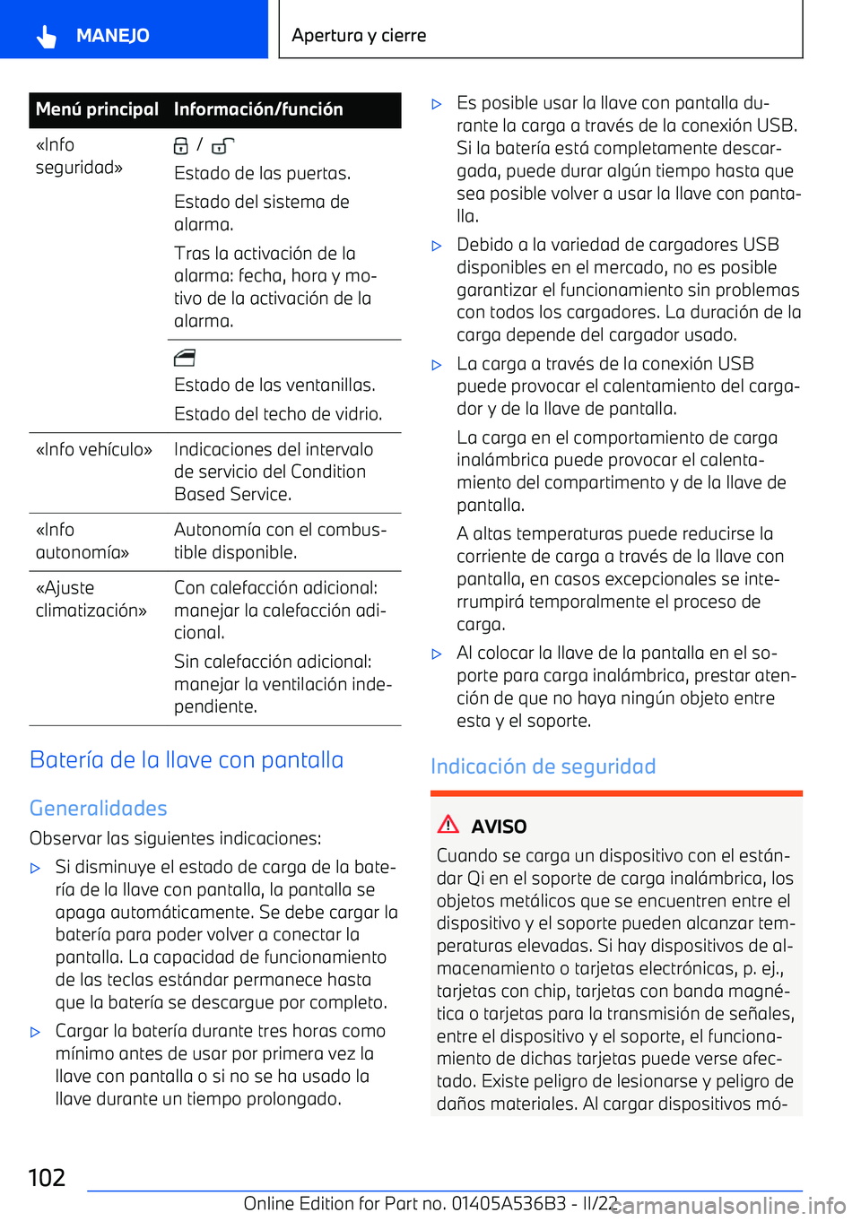 BMW X6 M 2022  Manuales de Empleo (in Spanish) Men