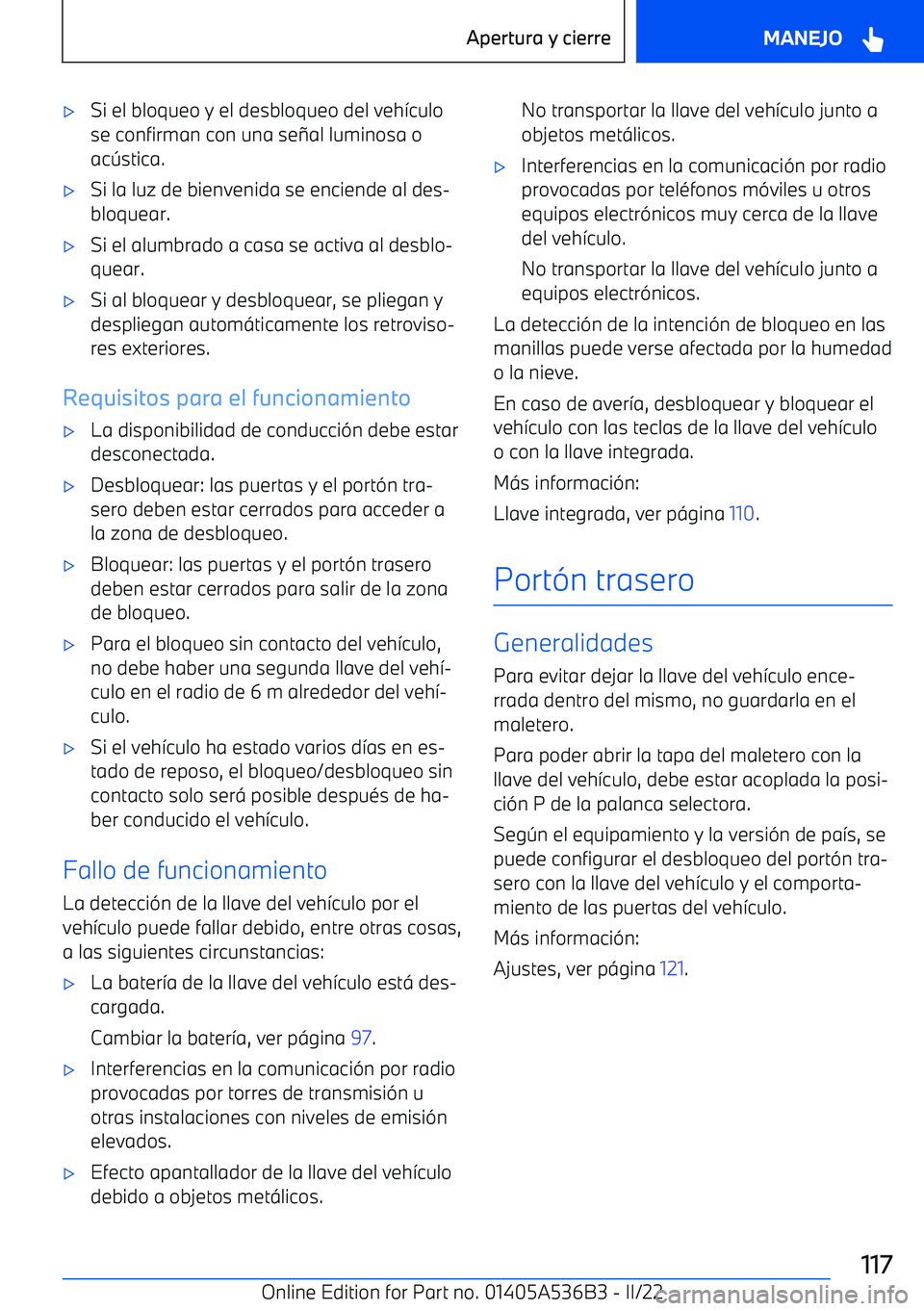 BMW X6 M 2022  Manuales de Empleo (in Spanish) 