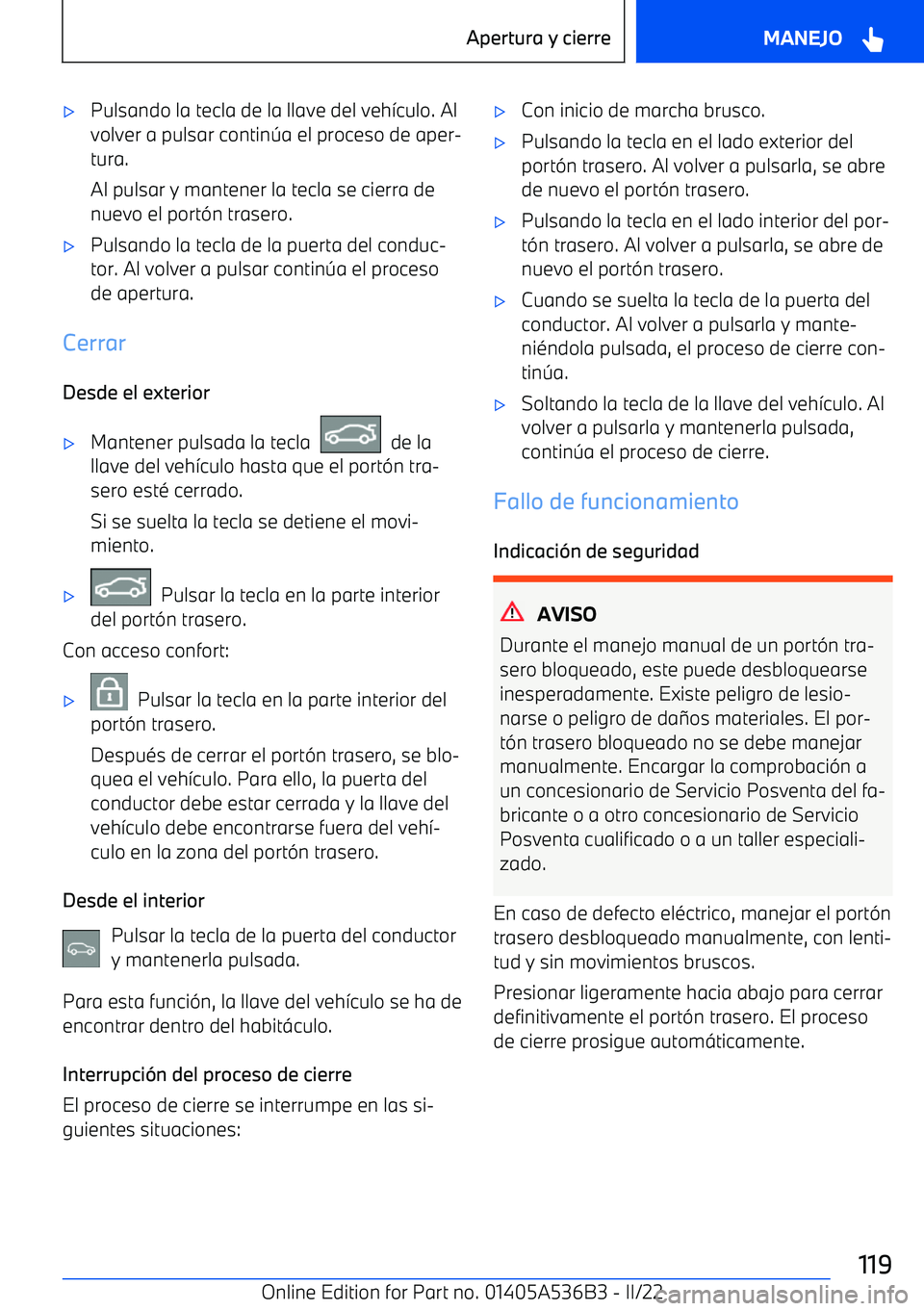 BMW X6 M 2022  Manuales de Empleo (in Spanish) 