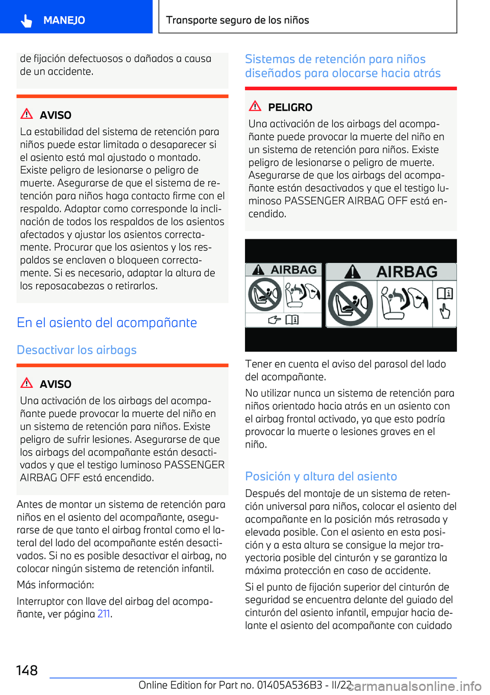 BMW X6 M 2022  Manuales de Empleo (in Spanish) de fijaci