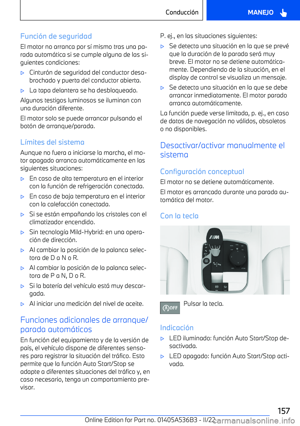 BMW X6 M 2022  Manuales de Empleo (in Spanish) Funci