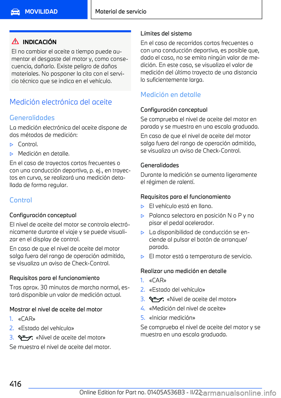 BMW X6 M 2022  Manuales de Empleo (in Spanish) INDICACI