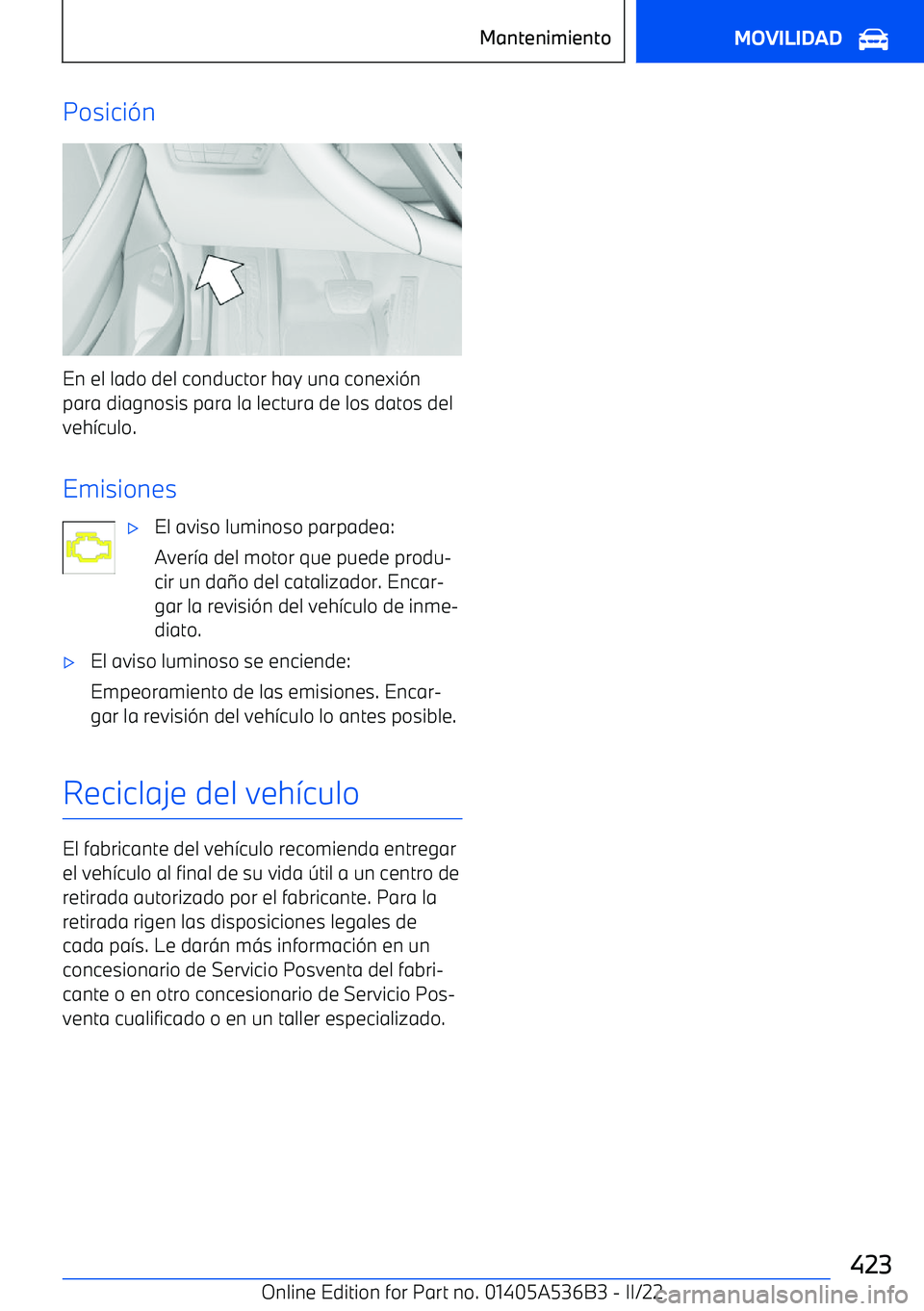 BMW X6 M 2022  Manuales de Empleo (in Spanish) Posici