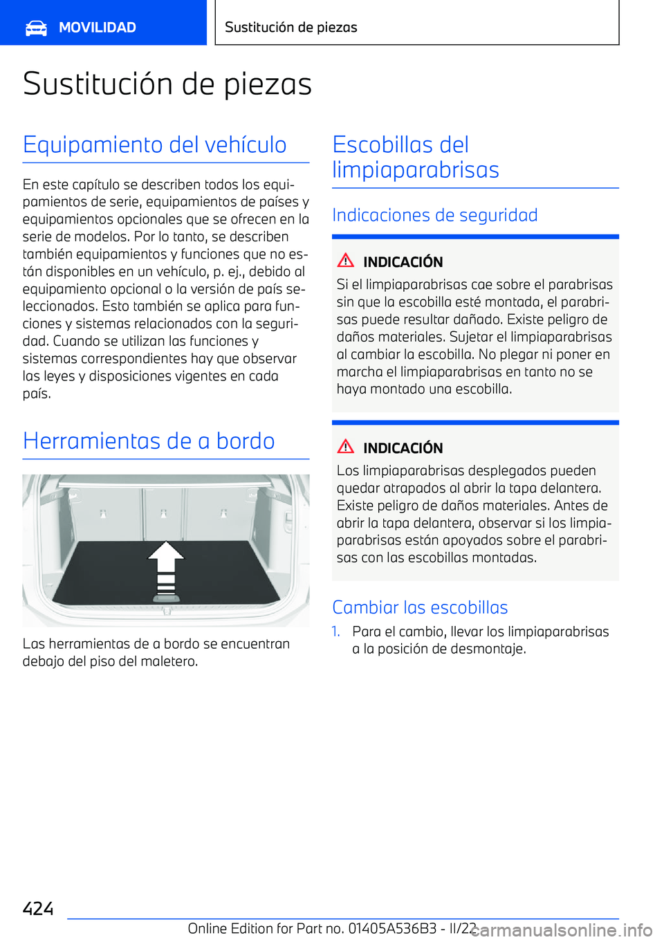 BMW X6 M 2022  Manuales de Empleo (in Spanish) Sustituci