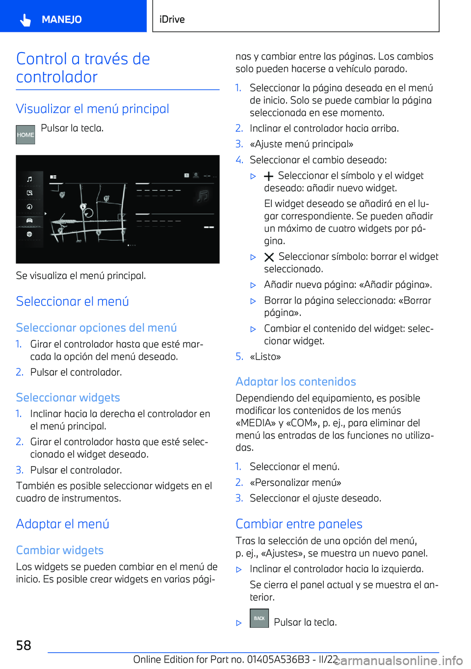 BMW X6 M 2022  Manuales de Empleo (in Spanish) Control a trav