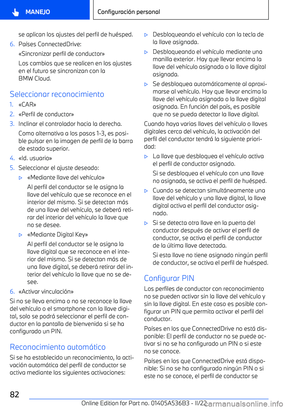 BMW X6 M 2022  Manuales de Empleo (in Spanish) se aplican los ajustes del perfil de hu