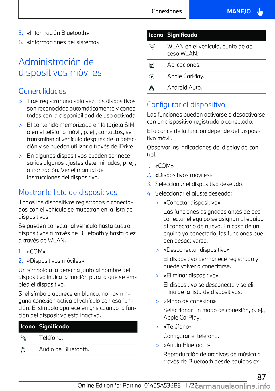 BMW X6 M 2022  Manuales de Empleo (in Spanish) 5.