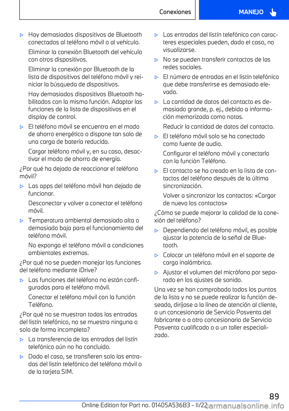 BMW X6 M 2022  Manuales de Empleo (in Spanish) 