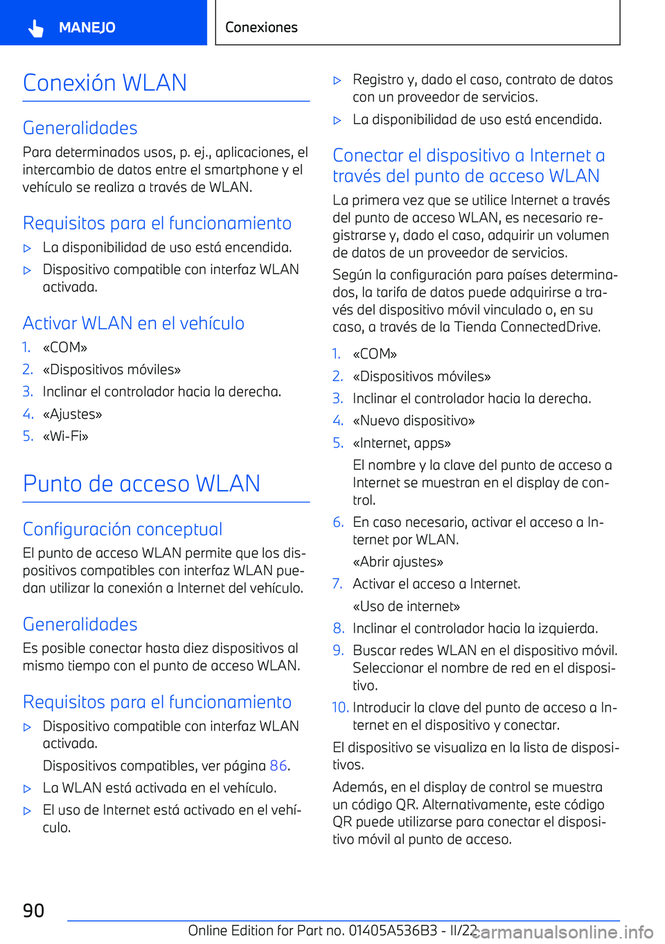 BMW X6 M 2022  Manuales de Empleo (in Spanish) Conexi