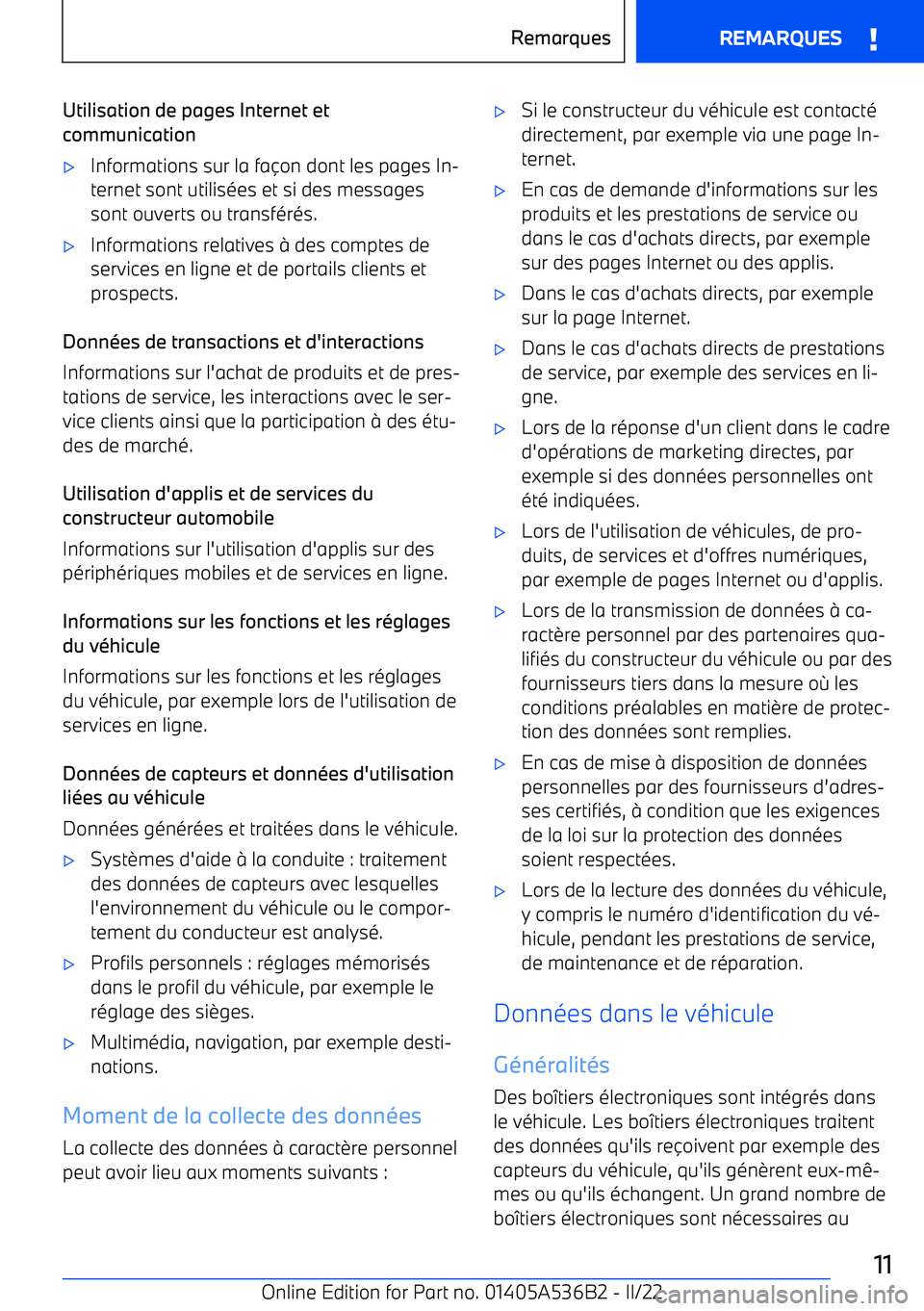 BMW X6 M 2022  Notices Demploi (in French) Utilisation de pages Internet et
communication
