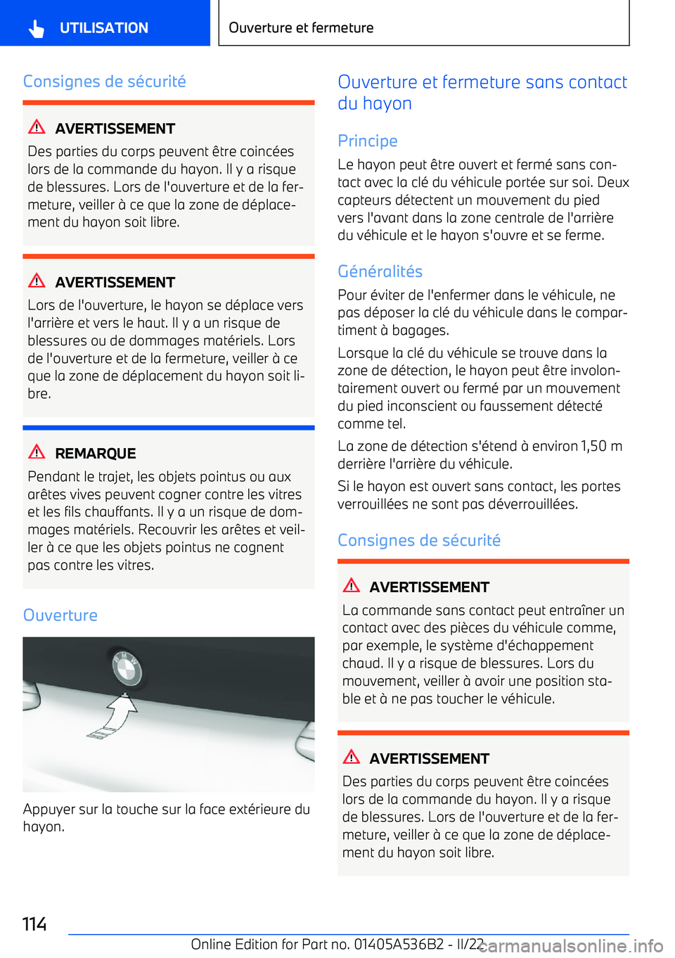 BMW X6 M 2022  Notices Demploi (in French) Consignes de s