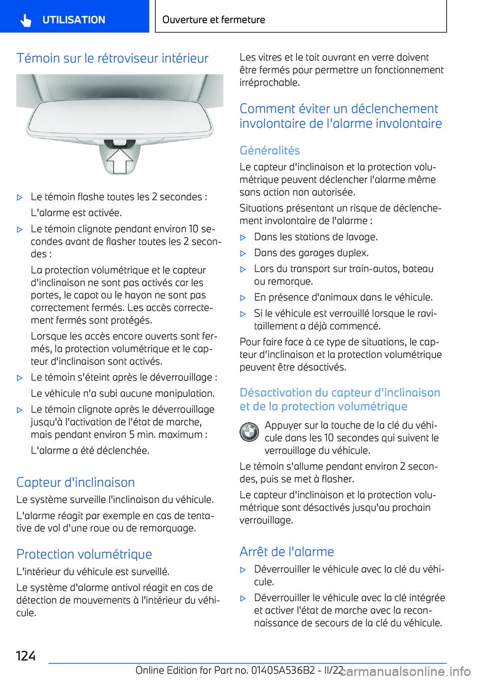 BMW X6 M 2022  Notices Demploi (in French) Témoin sur le rétroviseur intérieur