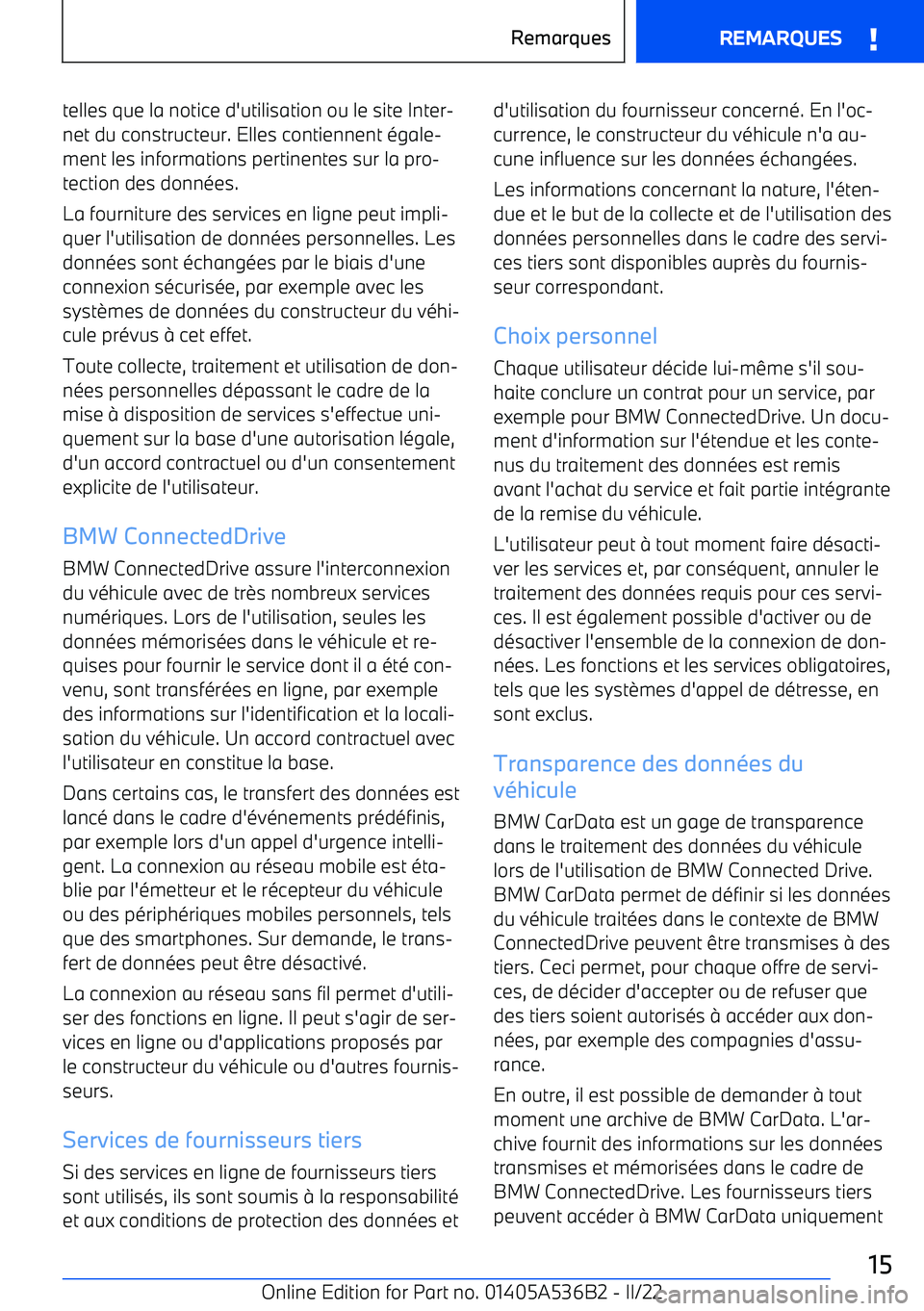 BMW X6 M 2022  Notices Demploi (in French) telles que la notice d