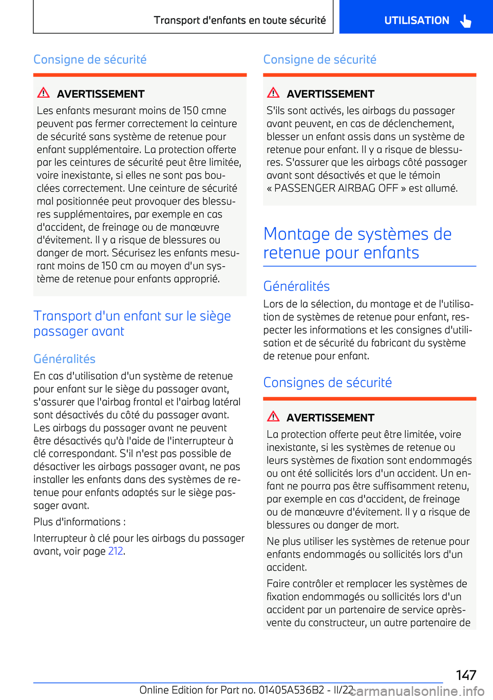 BMW X6 M 2022  Notices Demploi (in French) Consigne de s