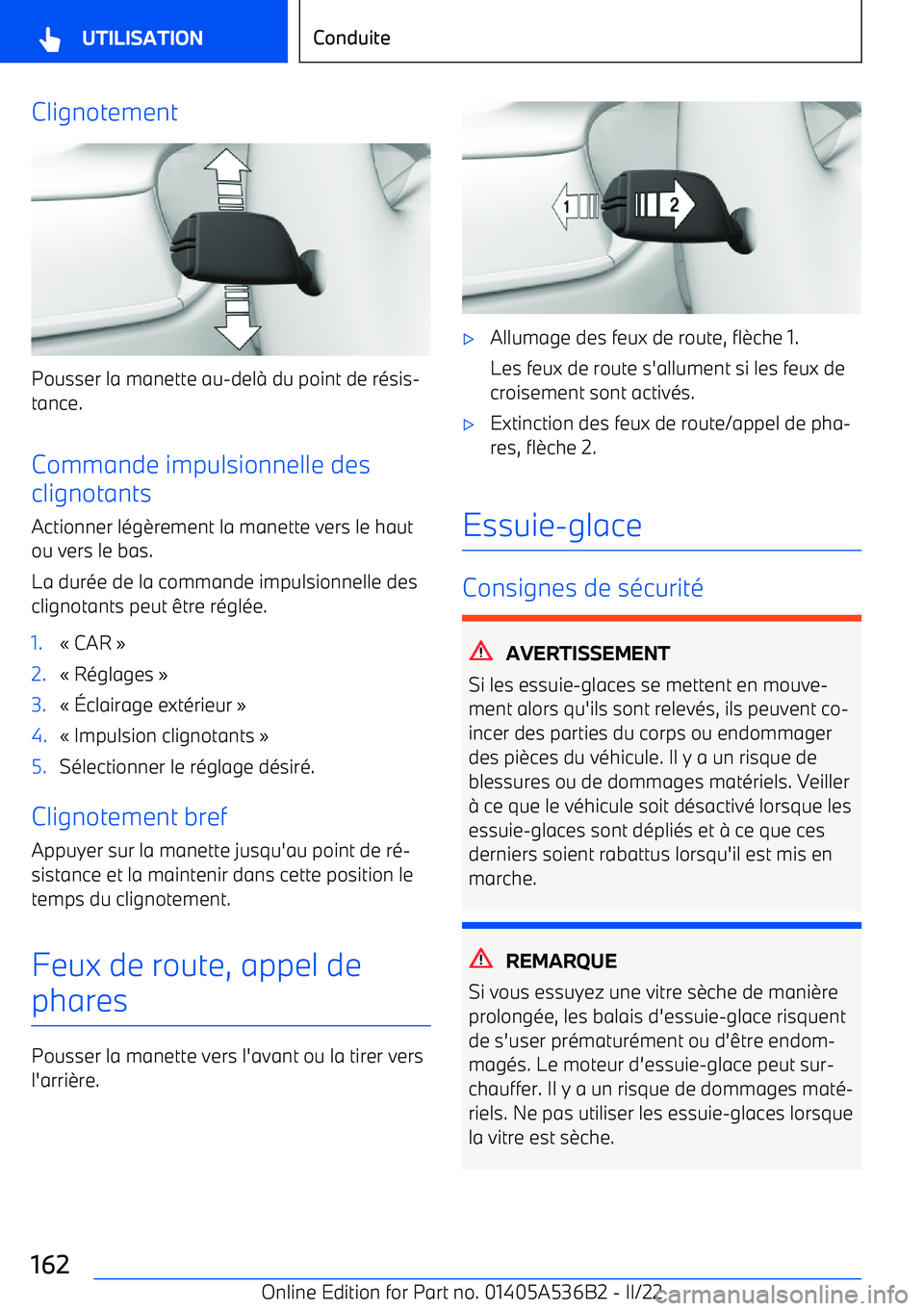 BMW X6 M 2022  Notices Demploi (in French) Clignotement
Pousser la manette au