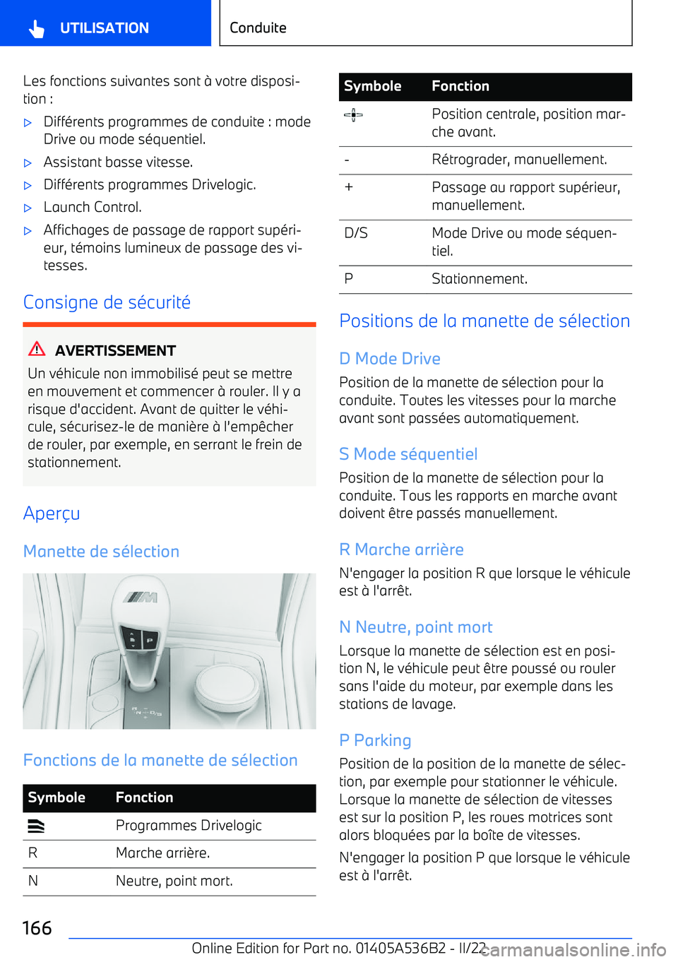 BMW X6 M 2022  Notices Demploi (in French) Les fonctions suivantes sont 