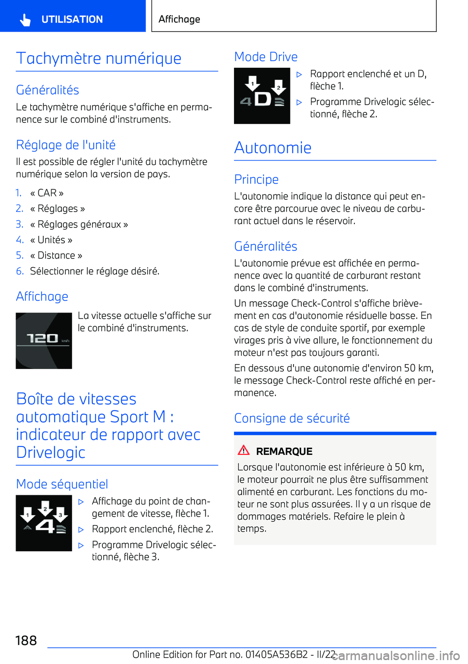 BMW X6 M 2022  Notices Demploi (in French) Tachym