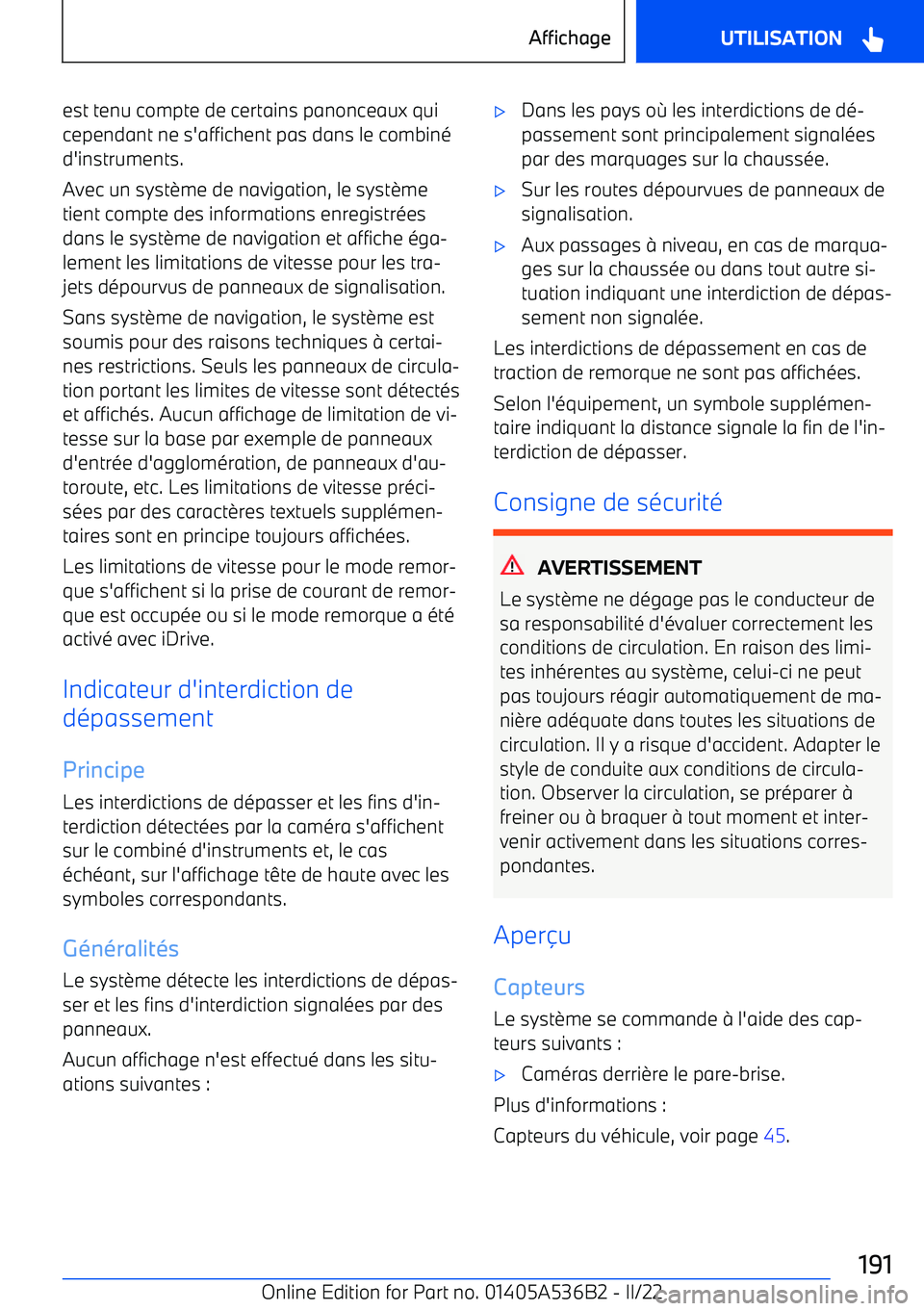 BMW X6 M 2022  Notices Demploi (in French) est tenu compte de certains panonceaux quicependant ne s