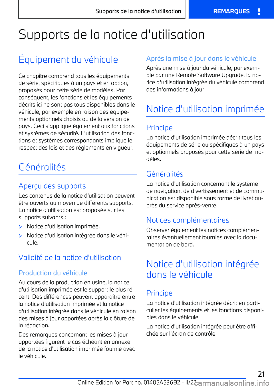 BMW X6 M 2022  Notices Demploi (in French) Supports de la notice d