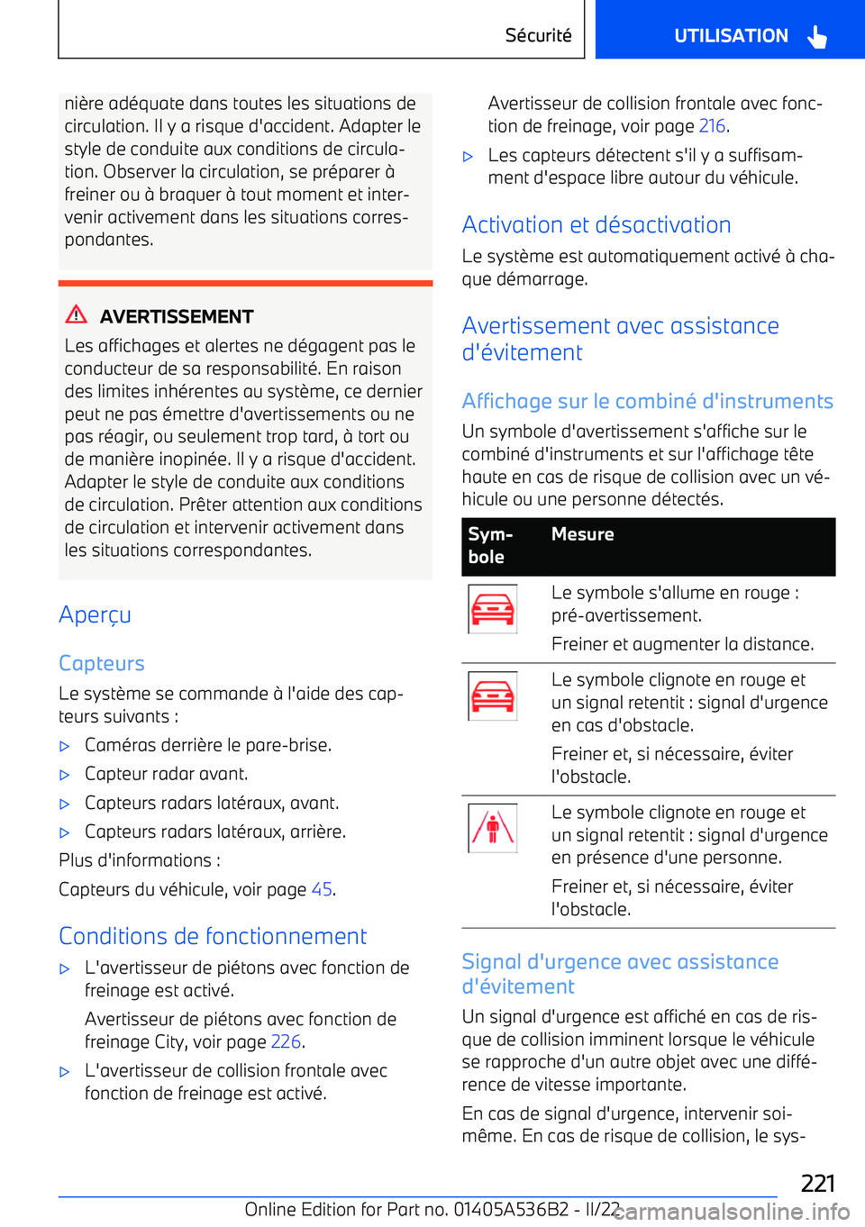 BMW X6 M 2022  Notices Demploi (in French) ni